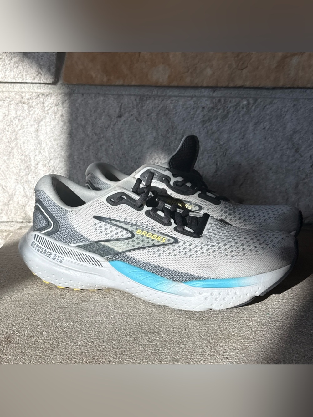 Brooks Glycerin GTS 21 Running Shoes Mens Size 10 Gray Blue Support Road Sneaker